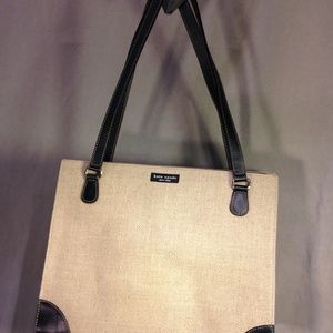Kate Spade Linen Handbag with Leather Straps